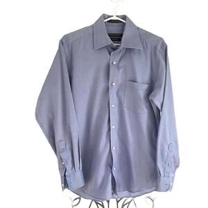 Forsyth of Canada Blue 2 Ply Wrinkle-Free 100% Cotton Dress Shirt - 15 32/33
